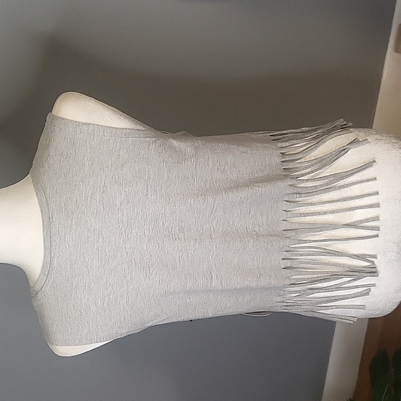 Love Peace & Lazy Days Gray America Fringe Sleeveless Top - Size S - Picture 3 of 9
